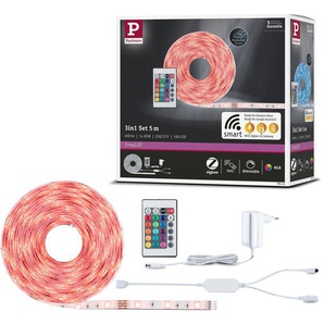 LED-Streifen PAULMANN SimpLED Stripe Set 5m 230/12V DC Weiß Metall Kunststoff Lichterketten Gr. Flammen 1 St., x, weiß LED Streifen RGB Zigbee