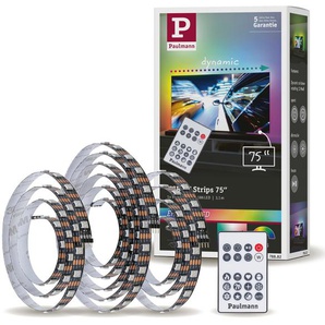LED-Streifen PAULMANN USB LED Strip TV-Beleuchtung 75 Zoll 3,1m Dynamic Rainbow RGB 5W Lichterketten Gr. Dioden 186 St. Flammen 1 St., x Gesamtlänge 3,1 m, schwarz LED Streifen