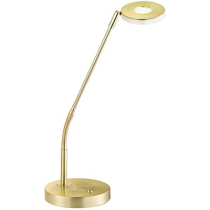 LED Tischleuchte FISCHER & HONSEL Dent Lampen Gr. 1 flammig, Ø 16 cm Höhe: 60 cm, grau (messingfarben) Schreibtischlampe LED Schreibtischlampen
