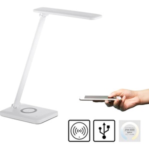 LED Tischleuchte LEUCHTEN DIREKT FLORENTINA Leuchten Gr. 1 flammig, Höhe: 61,5 cm, weiß LED Tischlampen Touchdimmer, CCT, Ladefunktion für Handy über USB oder per Induktion