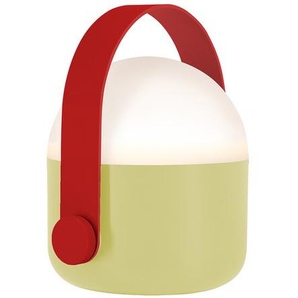 LED-Tischleuchte Ole hellgrün, Henkel rot, Designer Remember, 15x13.4x11 cm