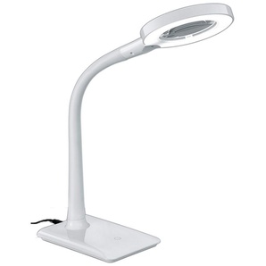 LED Tischleuchte TRIO LEUCHTEN LUPO Leuchten Gr. 1 flammig, Höhe: 38 cm, weiß (chromfarben, weiß) Bürolampe Lupenleuchte Schreibtischlampe Tischlampe LED Schreibtischlampen Lampen