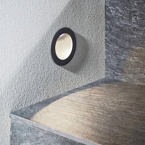 LED-Wandeinbauleuchte Pordis, IP65, rund Pordis Lucande, schwarz, Aluminium, Modern, Wandleuchte außen 9969136