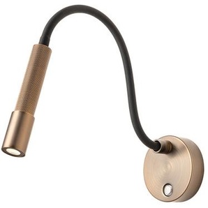 LED-Wandleuchte Drill bronzefarben/Leuchtenarm schwarz matt braun, Designer Redo Group, 10x10.5x38.5 cm