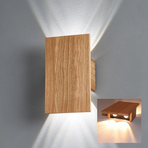 LED Wandleuchte FISCHER & HONSEL SHINE-WOOD Lampen Gr. 4 flammig, Höhe: 25 cm, 1 St., braun (eiche natur geölt) LED Wandleuchten