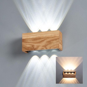 LED Wandleuchte FISCHER & HONSEL SHINE-WOOD Lampen Gr. 6 flammig, Höhe: 10 cm, 1 St., braun (eiche natur geölt) LED Wandleuchten