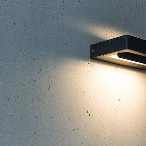 LED Wandleuchte HEITRONIC Cordoba Lampen Gr. Höhe: 3,5 cm, grau (anthrazit) LED Außenwandleuchte Außenwandleuchten