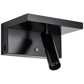 LED-Wandleuchte mit Ablage Hilton Aluminium schwarz, 8.5x18x12.7 cm