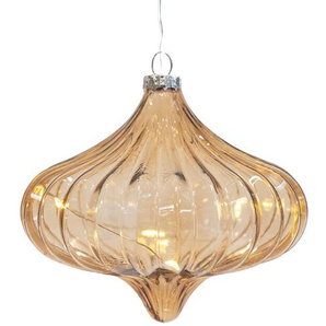 LED-Weihnachtsanhänger Dina Sirius Glas bernsteinfarben weiß, 10 cm