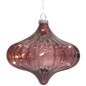 LED-Weihnachtsanhänger Dina Sirius Glas bordeaux weiß, 10 cm