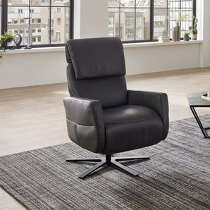 Leder Drehsessel Pelagio Lazyline, anthrazit, inkl. manuelle Verstellung