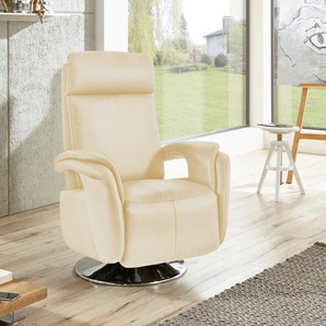 Leder TV-Sessel Freestyle, beige, inkl. stufenlose Rückenverstellung