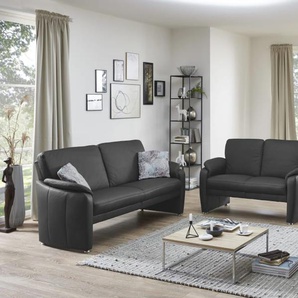 Leder Garnitur Bornholm, anthrazit, inkl. Sessel