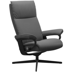 Leder Ruhesessel Aura, grau, Metallgestell, schwarz matt