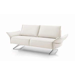 Leder Sofa 2,5-Sitzer, weiß, inkl. Funktionen