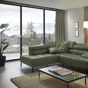 Leder Wohnlandschaft Callisto, olive, inkl. Kopfteilverstellungen