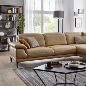 Leder Wohnlandschaft Levias, honey, inkl. Funktionen