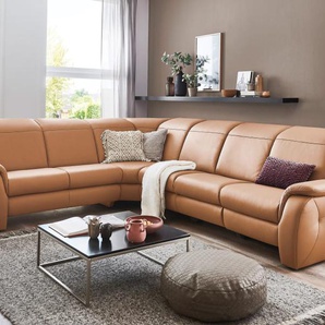 Leder Wohnlandschaft Palisa, honigfarbend, inkl. Funktionen