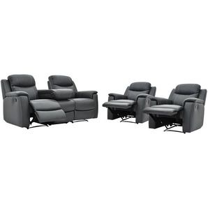 Ledergarnitur Relax 3+1+1 - Anthrazit - EVASION