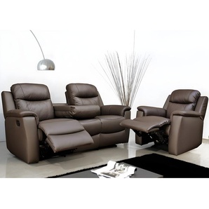 Ledergarnitur Relax 3+1 - Braun - EVASION