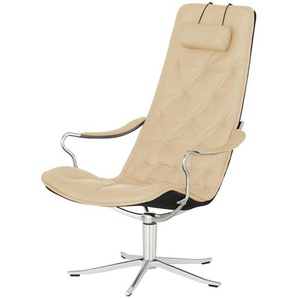 Drehsessel aus Echtleder Bravo ¦ beige ¦ Maße (cm): B: 65 H: 106 T: 87.0