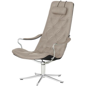 Drehsessel aus Echtleder Bravo ¦ grau ¦ Maße (cm): B: 65 H: 106 T: 87.0