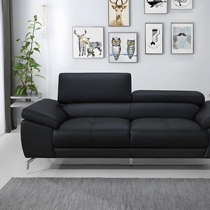 Ledersofa 3-Sitzer - Schwarz - GRETEL