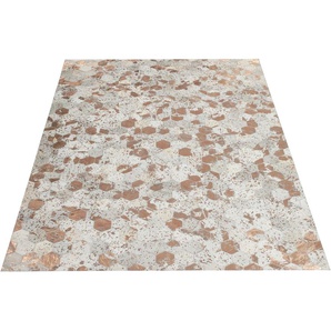 Lederteppich HOME AFFAIRE Zeno Teppiche Gr. B/L: 160 cm x 230 cm, 8 mm, 1 St., grau (grau, creme) Esszimmerteppiche