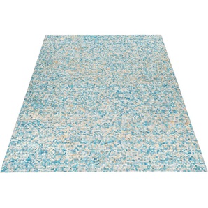 Lederteppich INOSIGN Ella Teppiche Gr. B/L: 200 cm x 290 cm, 5 mm, 1 St., blau (goldfarben, türkis) Esszimmerteppiche