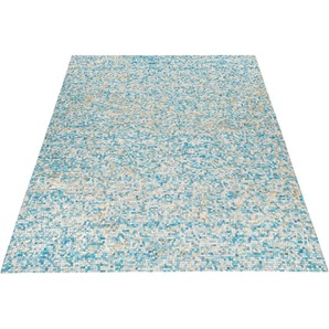 Lederteppich INOSIGN Ella Teppiche Gr. B/L: 200 cm x 290 cm, 5 mm, 1 St., blau (goldfarben, türkis) Esszimmerteppiche Wohnzimmer