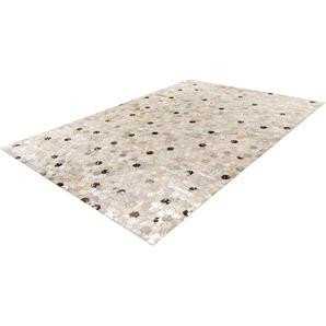 Lederteppich KAYOOM Ravi 400 Teppiche Gr. B/L: 120 cm x 170 cm, 8 mm, 1 St., bunt (silberfarben, grau) Esszimmerteppiche