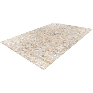 Lederteppich KAYOOM Ravi 400 Teppiche Gr. B/L: 120 cm x 170 cm, 8 mm, 1 St., silberfarben Esszimmerteppiche