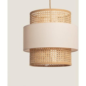 Ledkia - Pendelleuchte aus Rattan und Stoff Amaia Beige