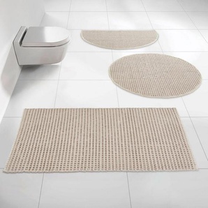 LeGer Home by Lena Gercke Badematte Luna, Höhe 14 mm, fußbodenheizungsgeeignet, strapazierfähig, Baumwolle, rund, Badematten aus Bio-Baumwolle im Waffelmuster