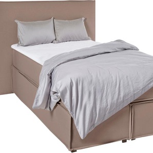 Boxspringbett LEGER HOME BY LENA GERCKE Yuma Komplettbetten Gr. Bezug Strukturstoff, Liegefläche B/L: 100 cm x 200 cm, Gewicht bis: 80 kg H2, 7-Zonen-Tonnentaschen-Federkernmatratze, grau (taupe) Boxspringbetten ohne Bettkasten incl. Topper, in 4 Breiten,