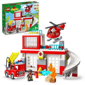 LEGO® Konstruktionsspielsteine Feuerwehrwache mit Hubschrauber (10970), LEGO® DUPLO, (117 St), mit Sirenen und Licht, Made in Europe