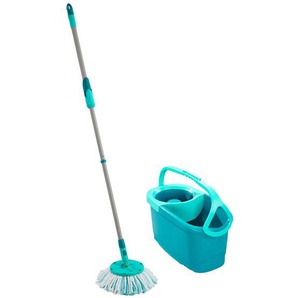 Leifheit Bodenreinigungs-Set Clean Twist Disc Mop, Türkis, Metall, 140x30x30 cm, rutschfester Griff, hohe Saugfähigkeit, streifenfreie Reinigung,