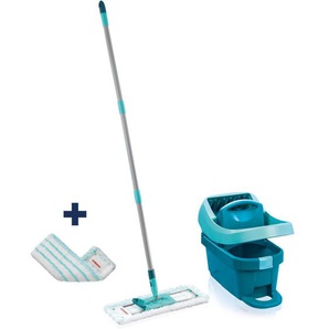 Leifheit - Set Wischtuchpresse Profi xl mit Bodenwischer und Rollen inkl. Ersatzbezug Profi micro duo aus Mikrofaser, saugfähig und reinigungsstark,