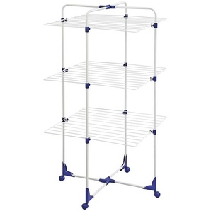 Leifheit Turmwäscheständer Classic 81454, Blau, Weiß, Kunststoff, 68x126x68 cm, klappbar, mit Rädern, platzsparend, Haushaltsreinigung, Wäschepflege,