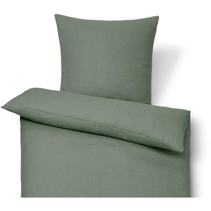 Leinen-Bettwäsche, grün, Normalgröße
