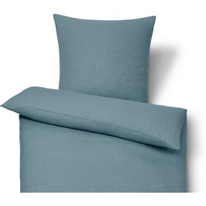 Leinen-Bettwäsche, Normalgröße, blau