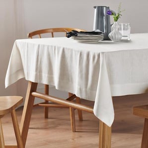 Leinen-Tischdecke - Weiß - Leinen - - Maße: 135 x 200 cm