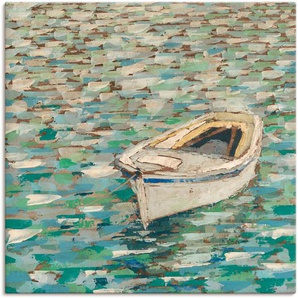 Leinwandbild ARTLAND Auf dem Teich II Bilder Gr. B/H: 100 cm x 100 cm, Boote & Schiffe quadratisch, 1 St., blau Leinwandbilder auf Keilrahmen gespannt