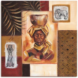 Leinwandbild ARTLAND Aus Afrika I Bilder Gr. B/H: 100 cm x 100 cm, Frau quadratisch, 1 St., braun Leinwandbilder