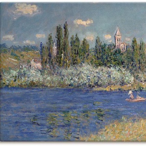 Leinwandbild ARTLAND Blick auf Vetheuil. 1880. Bilder Gr. B/H: 100 cm x 50 cm, Gewässer, 1 St., blau Leinwandbilder