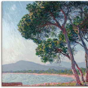 Leinwandbild ARTLAND Der Strand bei Juan-les-pins. 1888 Bilder Gr. B/H: 120 cm x 90 cm, Gewässer, 1 St., blau Leinwandbilder