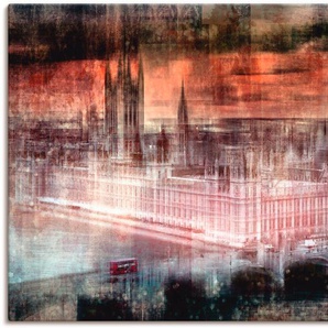 Leinwandbild ARTLAND Digitale Kunst London Westminster II Bilder Gr. B/H: 120 cm x 90 cm, Gebäude, 1 St., rot Leinwandbilder auf Keilrahmen gespannt