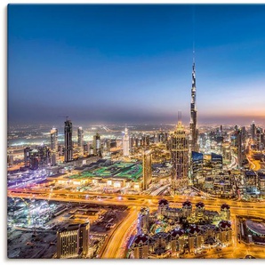 Leinwandbild ARTLAND Dubai IV Bilder Gr. B/H: 120 cm x 80 cm, Bilder von Asien Querformat, 1 St., blau Leinwandbilder