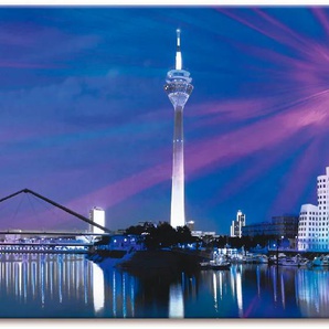Leinwandbild ARTLAND Düsseldorf Skyline Abstrakte Collage Bilder Gr. B/H: 100 cm x 50 cm, Deutschland, 1 St., blau Leinwandbilder