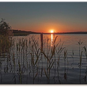 Leinwandbild ARTLAND Früh morgens am Ratzeburger See II Bilder Gr. B/H: 100 cm x 50 cm, Sonnenaufgang & -untergang, 1 St., orange Leinwandbilder